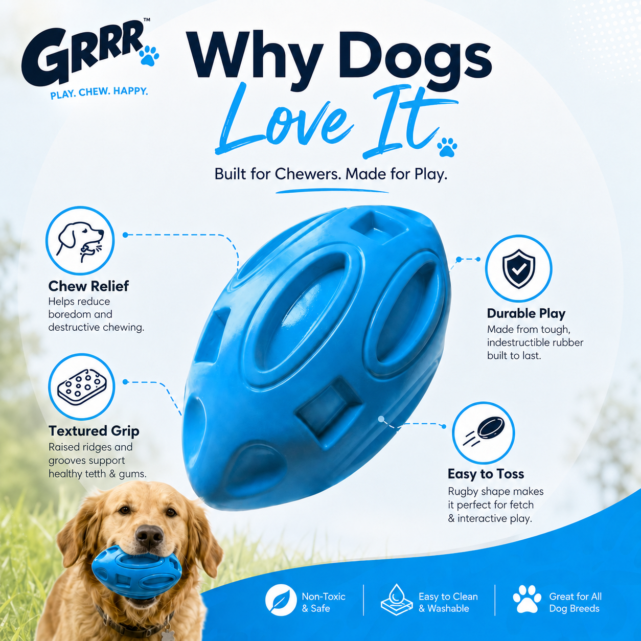 Durable Rubber Chew & Fetch Toy