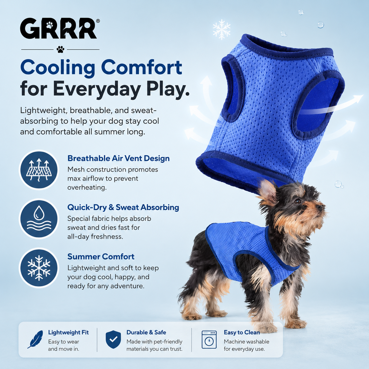 GRRR Blue Pet Cooling Vest